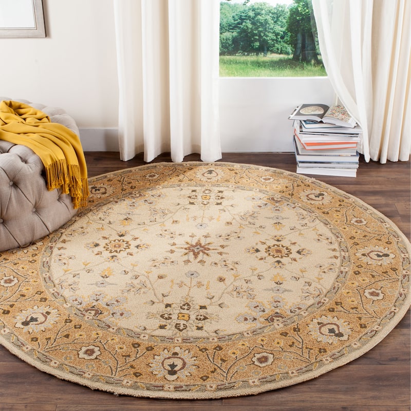 SAFAVIEH, Handmade Easy Care Mariola Oriental Rug - 8' Round - Ivory/Beige
