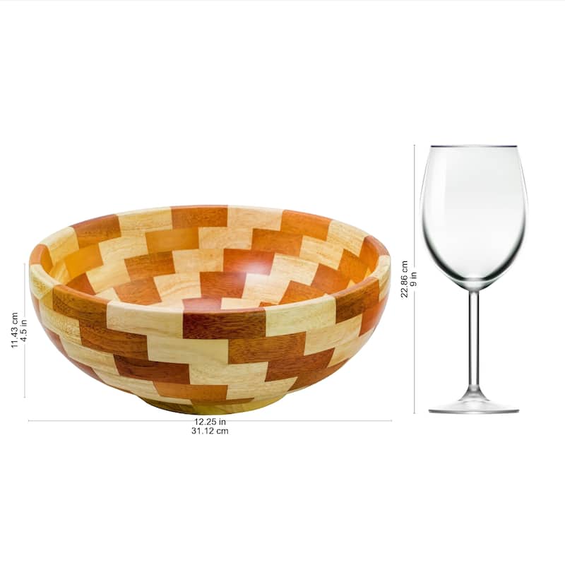 Handmade Mahogany Wood 'Stairway of Nature' Bowl (Guatemala) - 4.5" H x 12.25" D