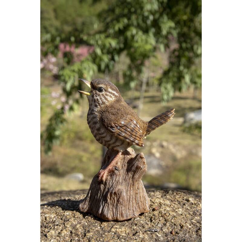 5.25" Brown Motion Activated Singing Troglodyte Stump Figurine