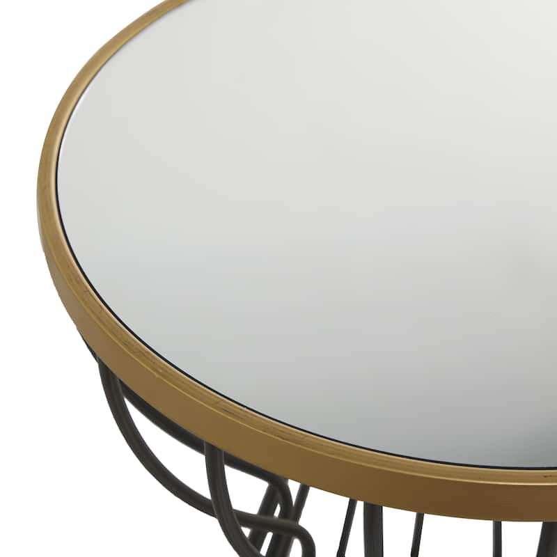 Metal Accent Table with Mirrored Glass Top - Black - Roche River Decor