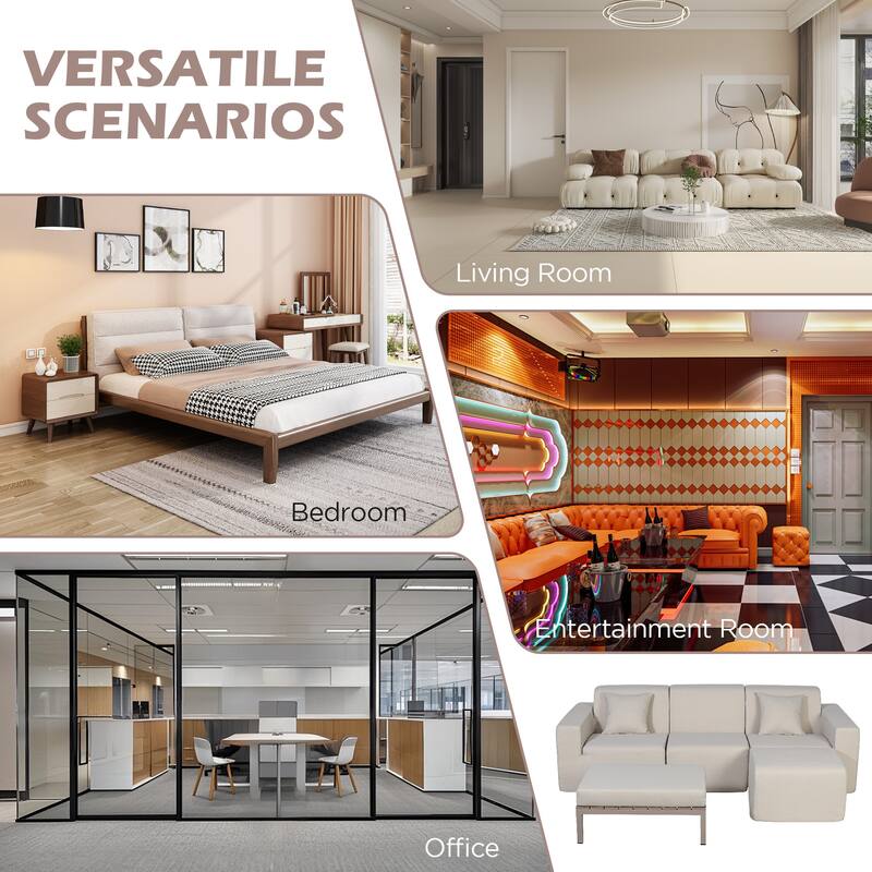 Outdoor and Indoor Modern Modular Patio Sectional Sofa with L-Shape Chaise, Cloud Sectional Couch with Comfy Chaise