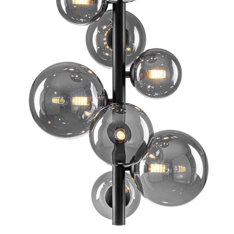 8 Lights Modern Semi-Flush Mount Ceiling Light Smoky Gray Glass Globe