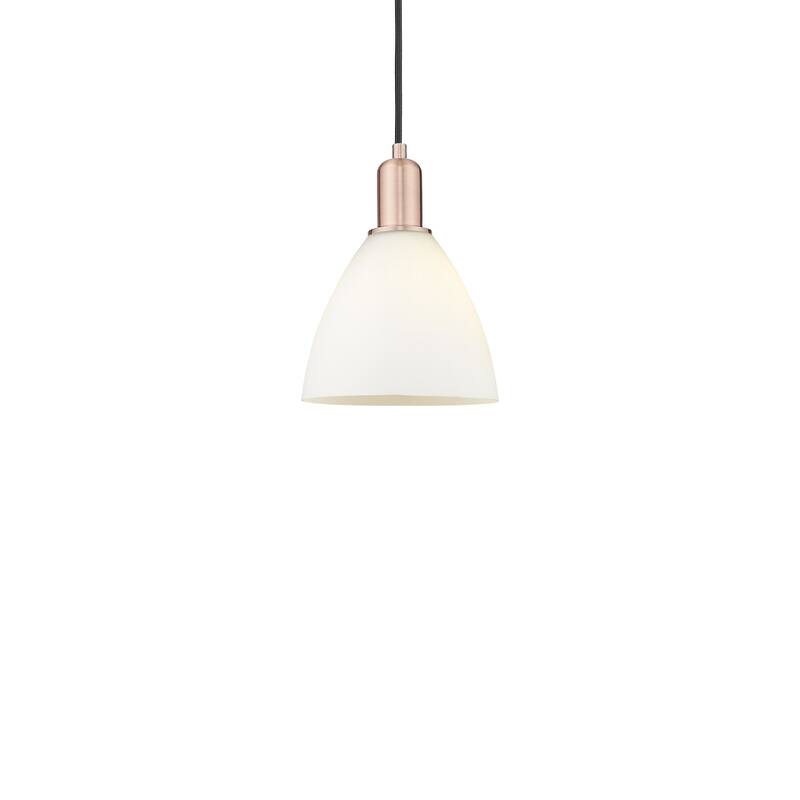 Innovations Lighting 716-1P-11-8 Bristol Pendant Bristol 8" Wide Mini - Antique Copper / Matte White