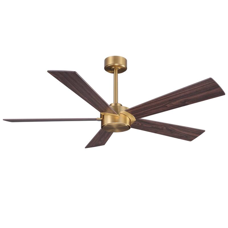 MLiAN 54 inch 5 Blades Indoor Ceiling Fan Remote Control 6-Speed DC - N/A - Gold/Woodgrain