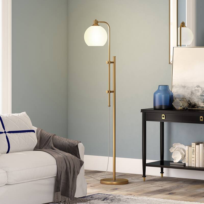 Antho Height Adjustable Floor Lamp with Glass Shade