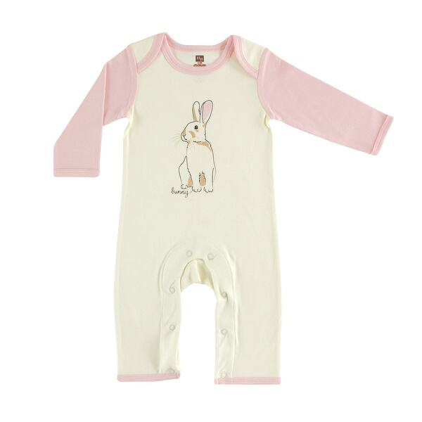slide 1 of 1, Touched by Nature Baby Girl Organic Cotton Coveralls 1pk, Bunny 0 - 3 Months - Pink