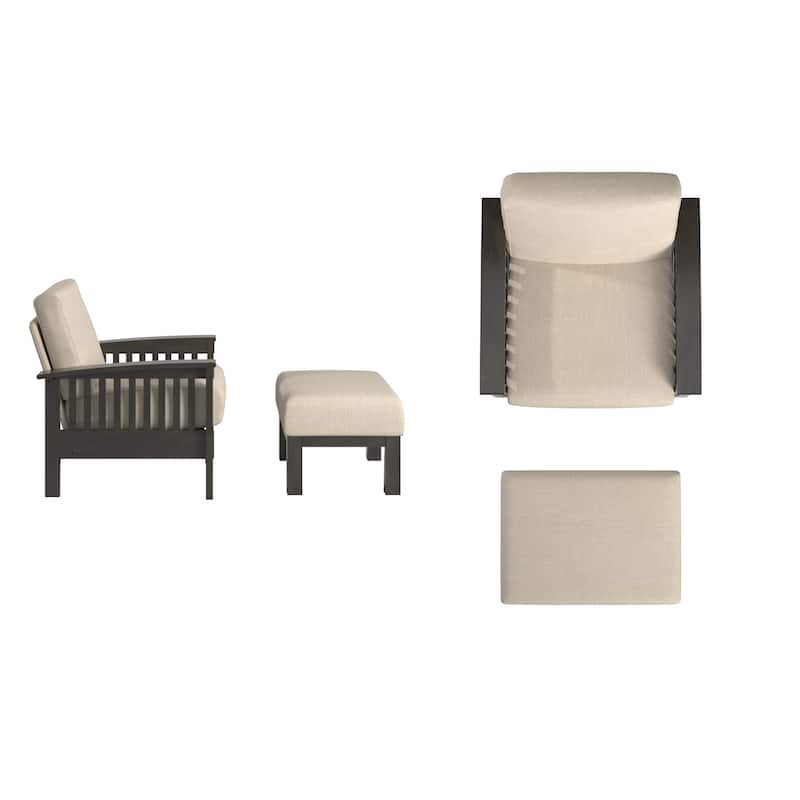 Sigulda Mission-Style Wood Accent Chair with Ottoman
