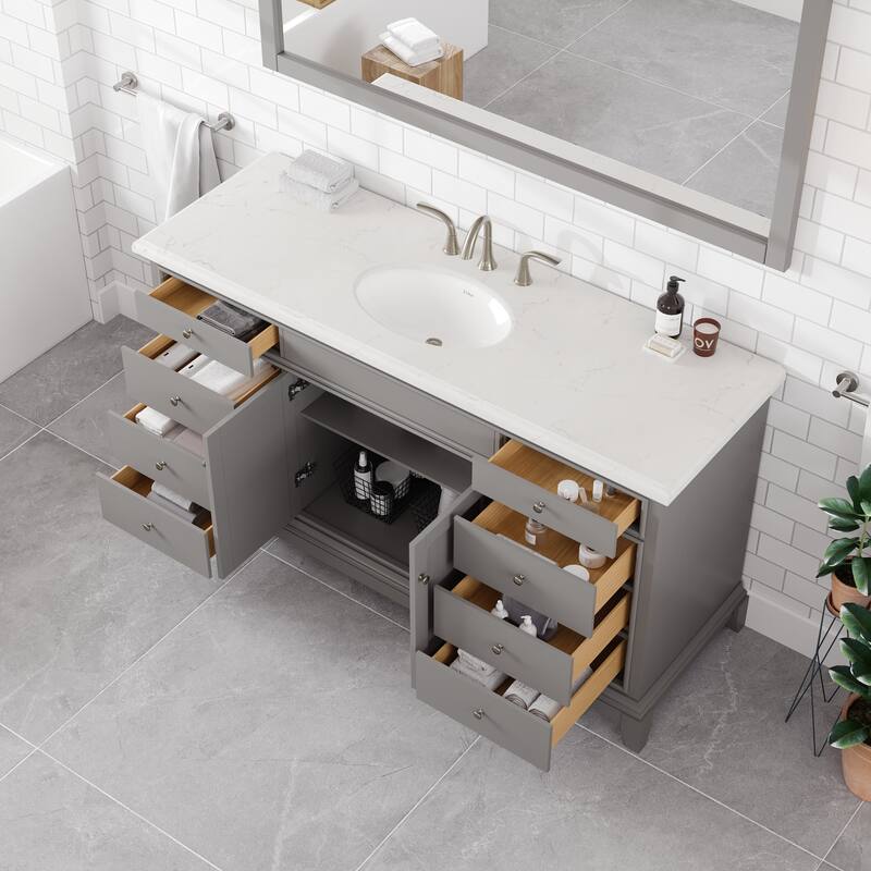 Elite Stamford Bath Vanity with Carrara Quartz Top and Porcelain Sink