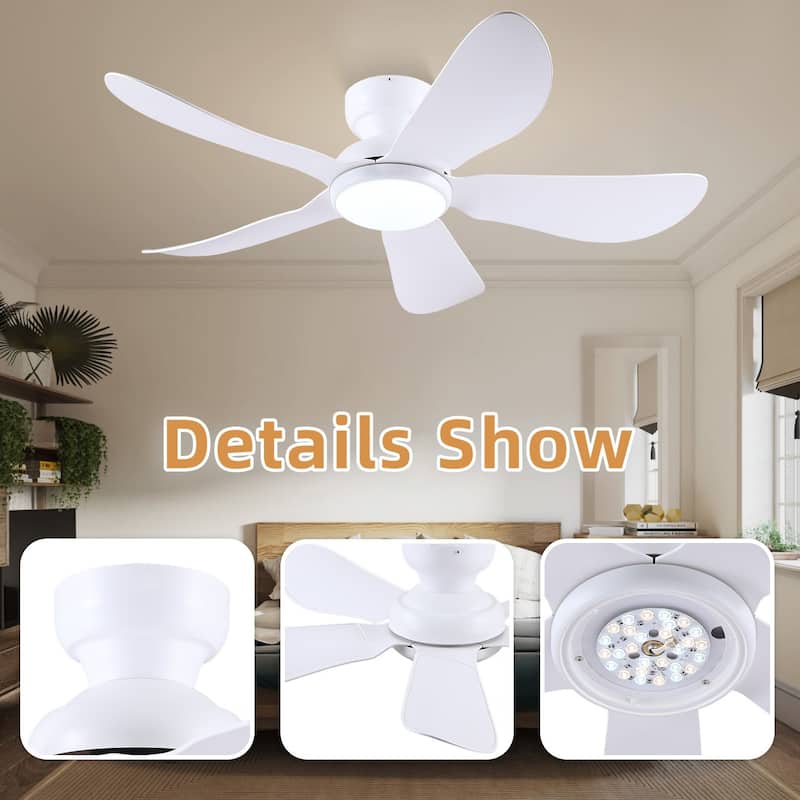 32/36/46/52 inches Low Profile Ceiling Fan with Light and Remote for Living Room Bedroom Kid's Room Patio