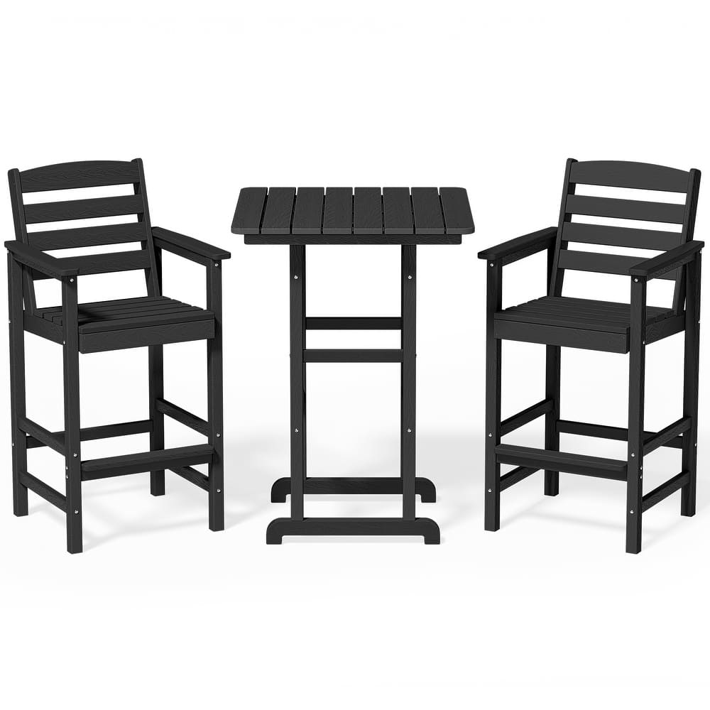 Plastic Tall adirondack Chair Set Of 3-Piece Patio Conversation Set