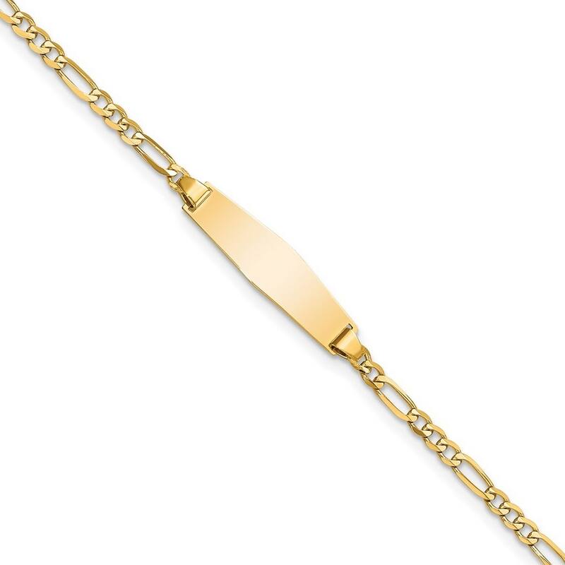 Curata 5.5mm 14k Engravable Figaro Soft Diamond Shape ID Bracelet