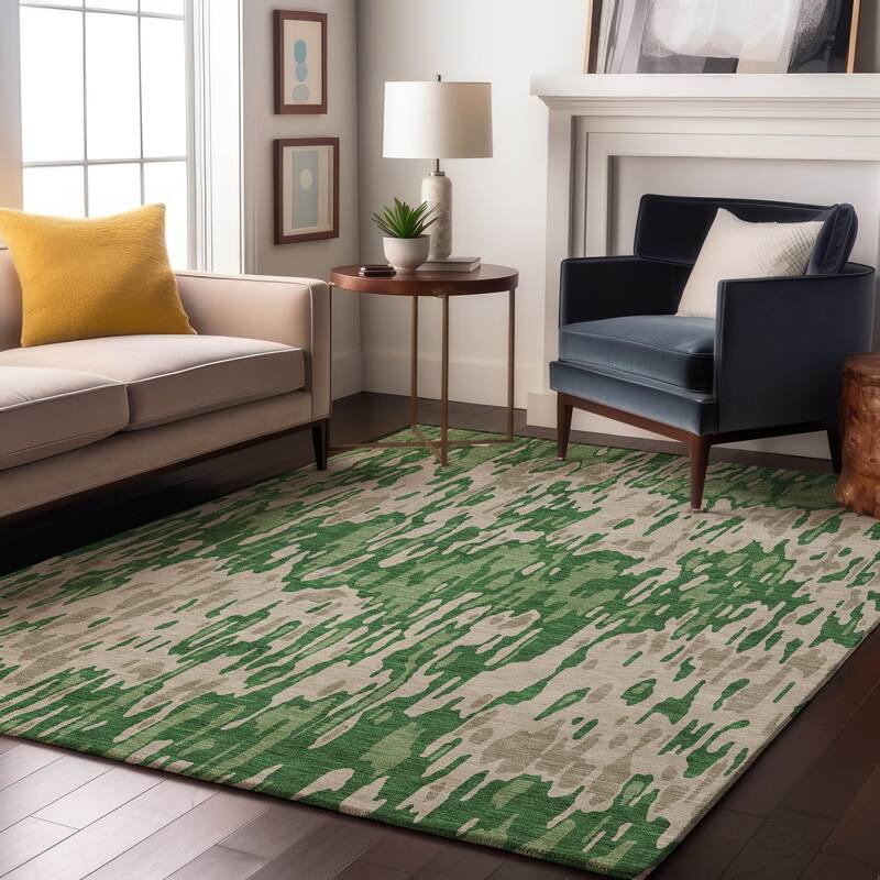 Premium Washable Super Soft Abstract Harmony Mayfield Rug - Green - 2'6" x 3'10"