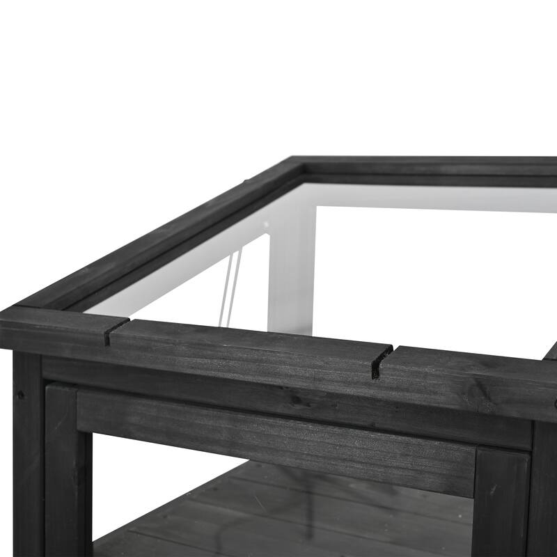 Roomfitters 62.4" Wood Garden Greenhouse with Movable Storage Box and Adjustable Shelves