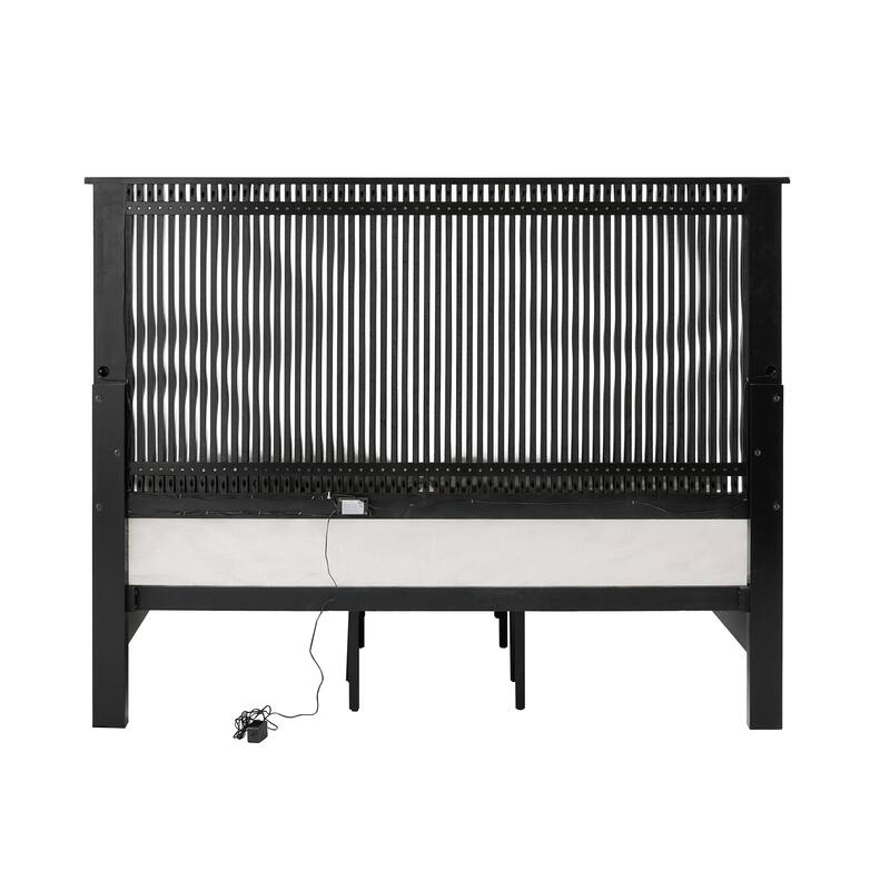 Bergen Wave Headboard with LED Lights Platform Bed by iNSPIRE Q Modern