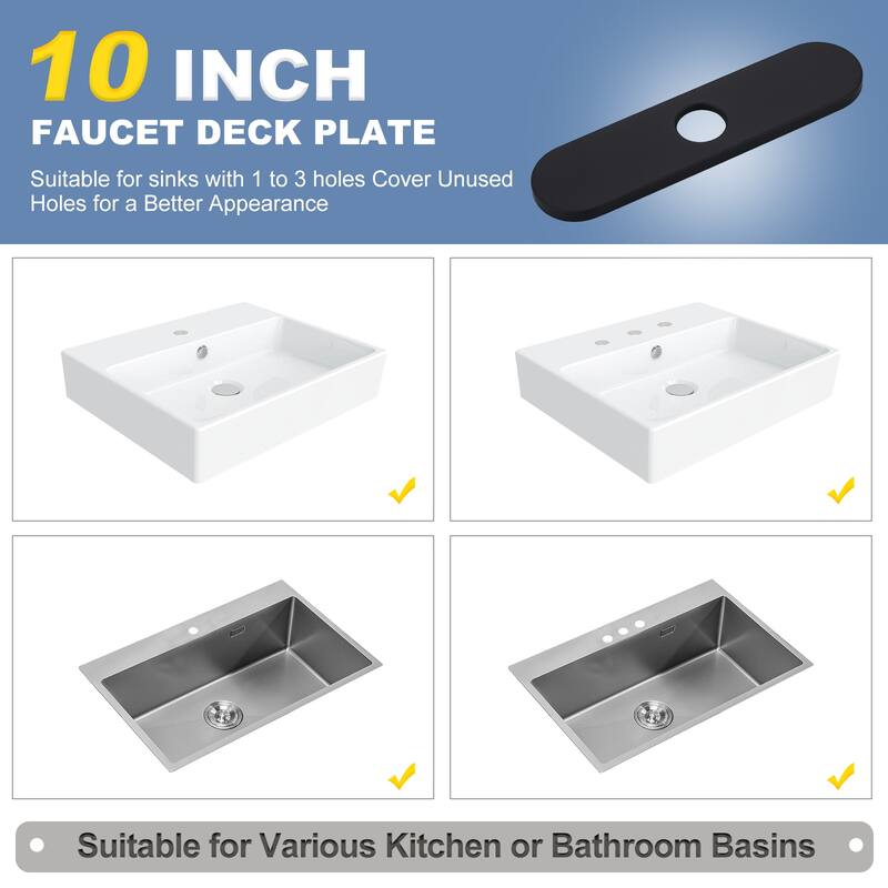 WOWOW Stainless Steel Kitchen Sink Faucet Hole Cover Deck Plate