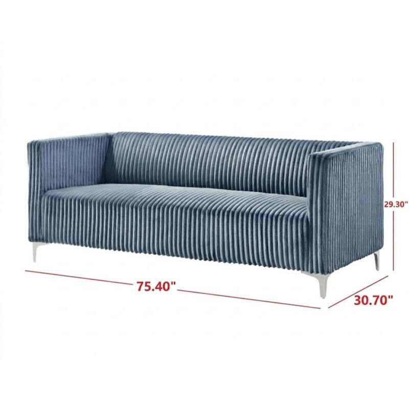 Clayfell Gavin 2-Piece Velvet Living Room Set with Loveseat and Sofa, Square Arm Design, Channel Tufted Upholstery