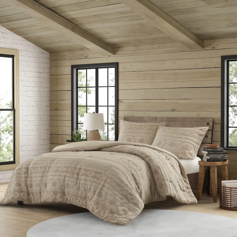 2 PCS Twin/Twin XL Chenille Oversized Comforter Set Tan - Tan