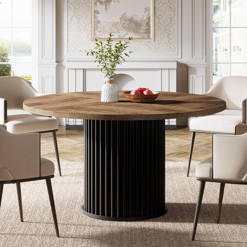 47 Inch Round Dining Table for 4-6 People - 47.24" W x 47.24" D x 29.92" H
