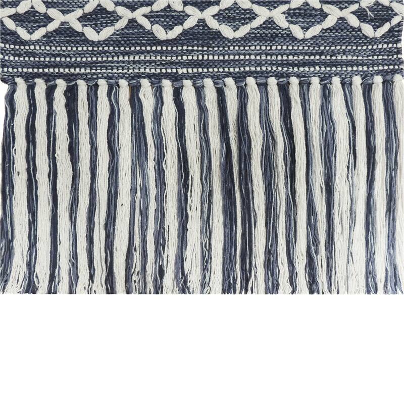 Sevita Geometric Boho Wall Hanging Tapestry with Fringe, Navy and White - 2' x 3'