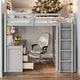 preview thumbnail 29 of 40, Elegant Full size Loft Bed with Drawers, Desk and Wardrobe, Health and Comfort, Sturdy Construction & Safety Guaranteed, White Grey