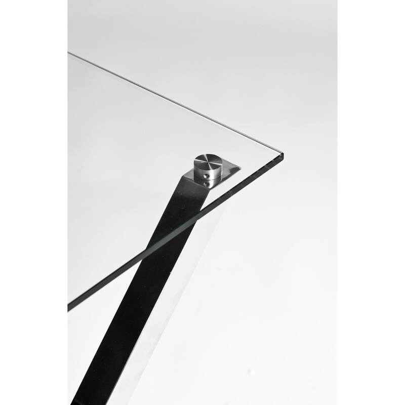 24 in. Chrome and Clear Square Glass End Table, Sturdy Build End Side Table for Living Rooms
