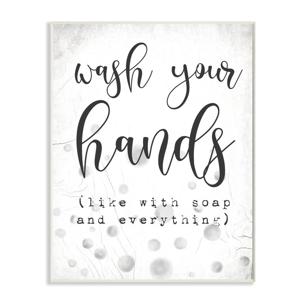 Stupell "Wash Your Hands" Wood Wall Art - White