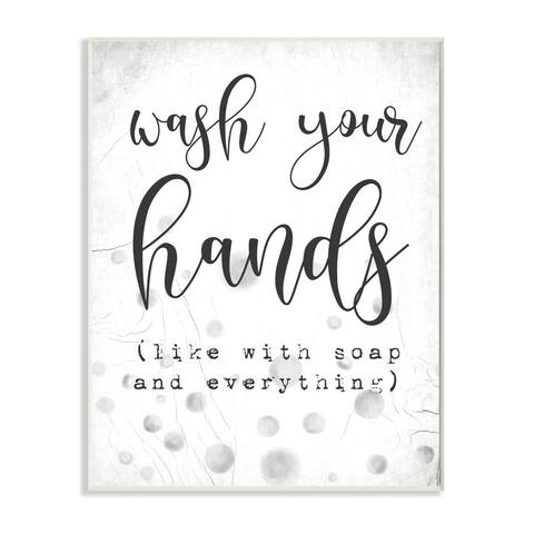 Stupell Industries "Wash Your Hands" Wood Wall Art - White