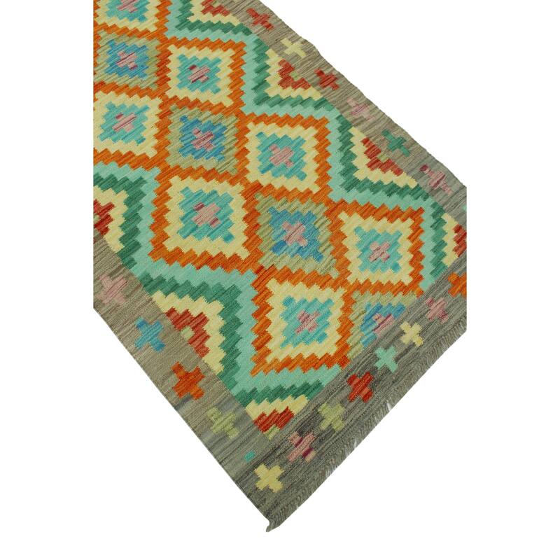 Sangat Flatweave Obiadull Rust/Beige Runner - 2'10" x 9'9"