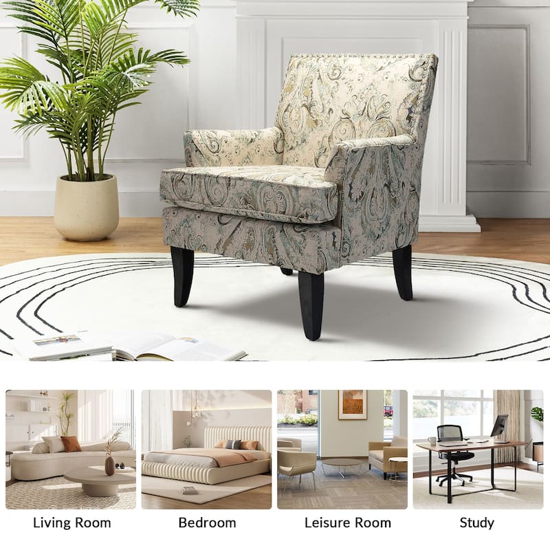 Akorda French Country Armchair with Nailhead Trim and Solid Wood Legs by HULALA HOME