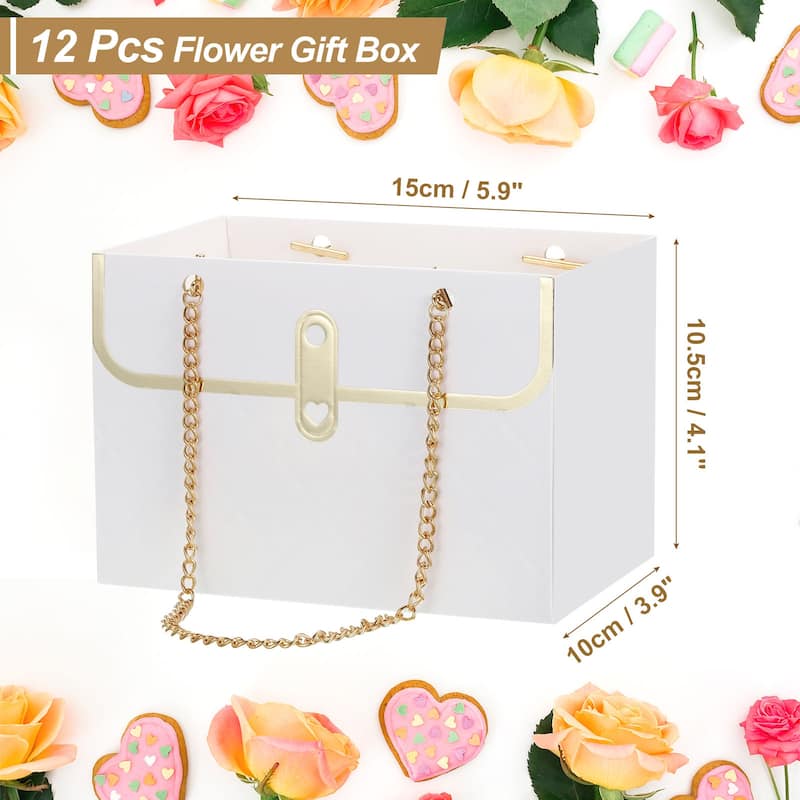 Flower Gift Box, 12 Pcs Paper Bouquet Flower Gift Bags for Packaging - White