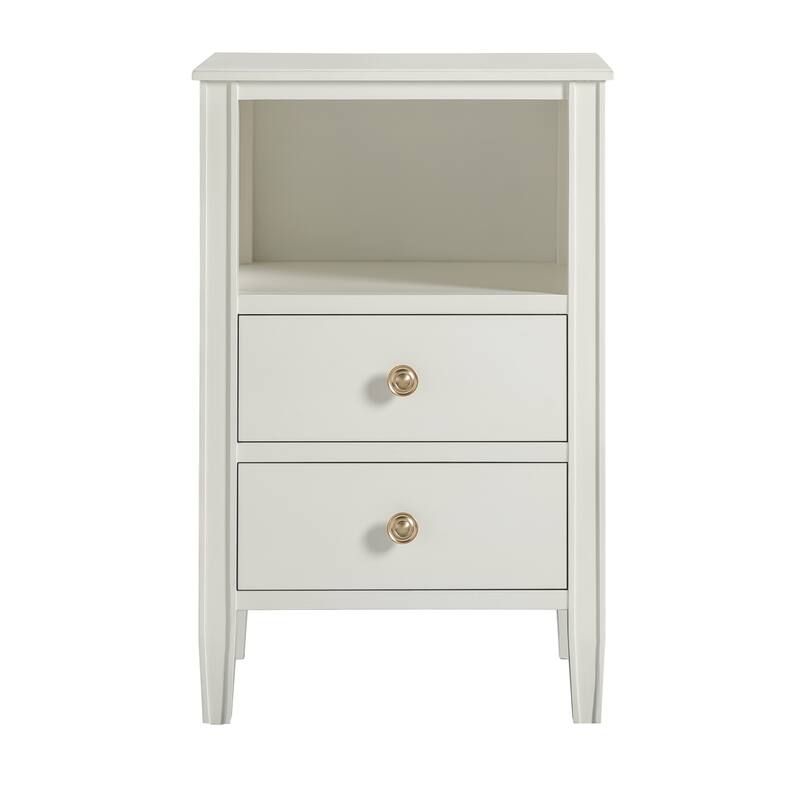 2- Drawer Nightstand with Open Shelf and Brushed Gold Hardware No Assembly