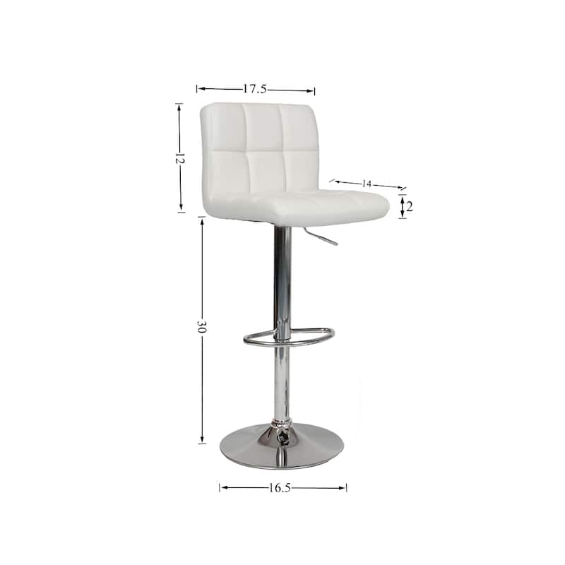 Swivel Faux Leather Adjustable Hydraulic Bar Stool (Set of 2)