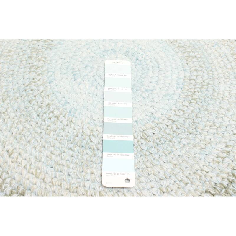 ECARPETGALLERY Braid weave Sienna Light Blue Wool Rug - 4'0 x 4'0