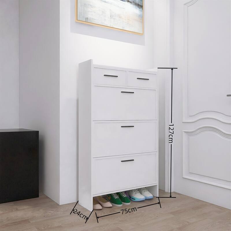 3 Doors Shoe Cabinet With 2 Drawers With Open Space