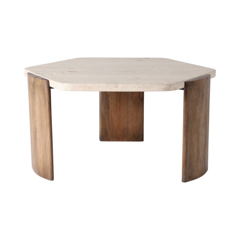 Mango Wood Hexagon Coffee Table - Brown, 32" - 32.0"
