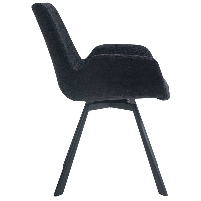 Modern Fabric & Metal Swivel Dining Chair, Set of 2