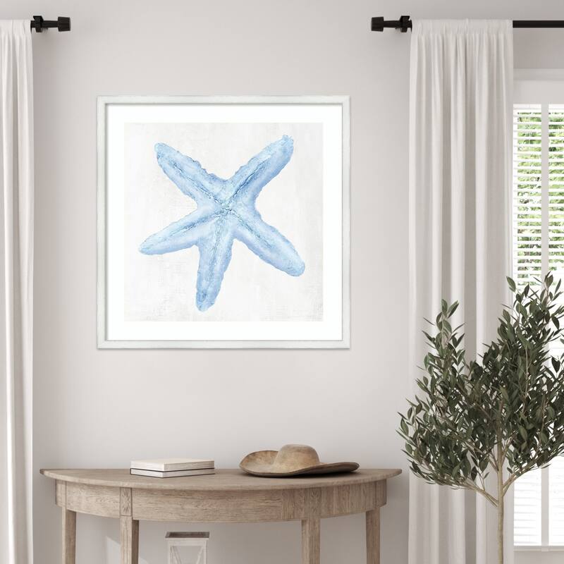 Light Blue Seashell No. 1 by Hannah Dawson Wood Framed Wall Art Print