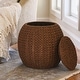 preview thumbnail 50 of 74, Household Essentials Handwoven Barrel Wicker Storage Basket Side Table - 17.0"L x 17.0"W x 19.0"H Brown