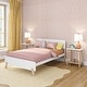 preview thumbnail 13 of 32, Mid-Century Modern Full-Size Panel Bed White/Blonde