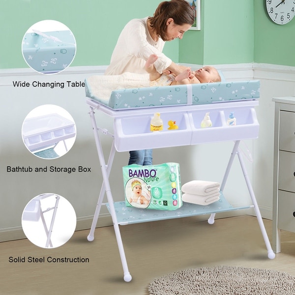 Costway Infant Baby Bath Changing Table Diaper Station Nursery
