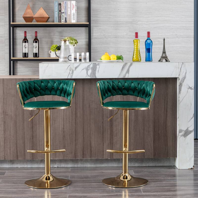 Height Adjustable Bar Stool with Footrest,Set of 2