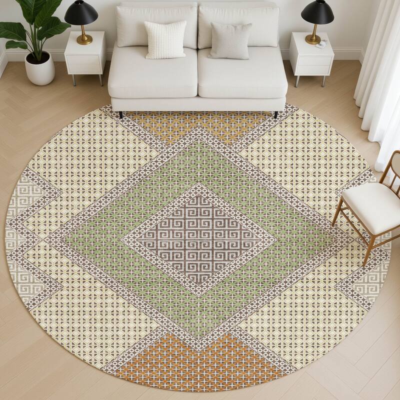 Premium Washable Super Soft Modern Global Mayfield Rug - Brown - 8' x 8'