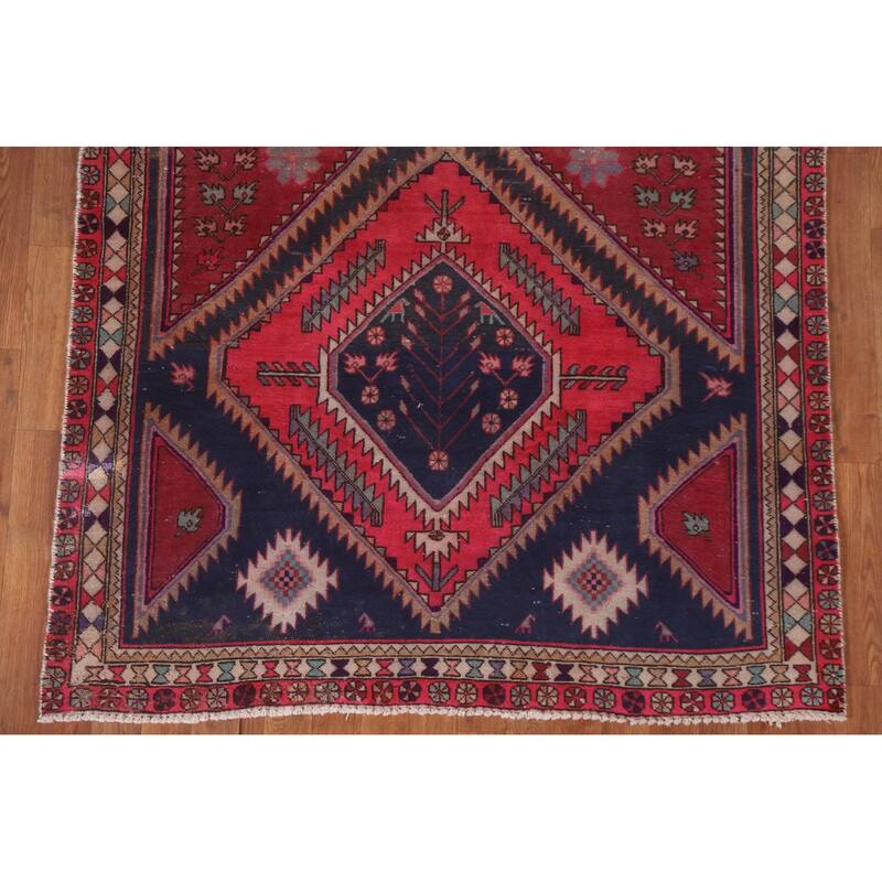 Hand Knotted Oriental 100% Wool Carpet Traditional Tribal Pink Meshkin Area Rug - 9' 11'' X 4' 7''