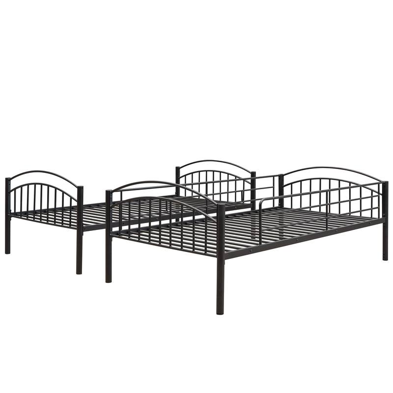 Twin Over Twin Steel Bunk Bed with Guardrails