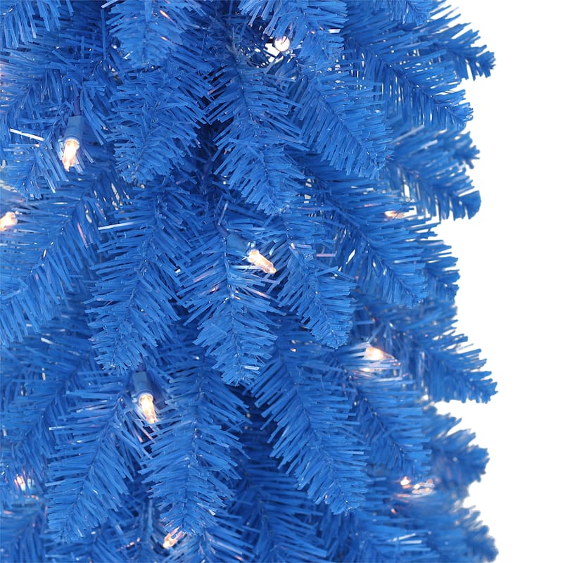 Puleo International 4 ft Pre-Lit Blue Artificial Alpine Pencil Tree