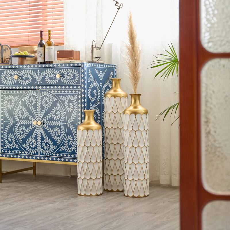 Hand-Woven PVC Rattan Floor Vase