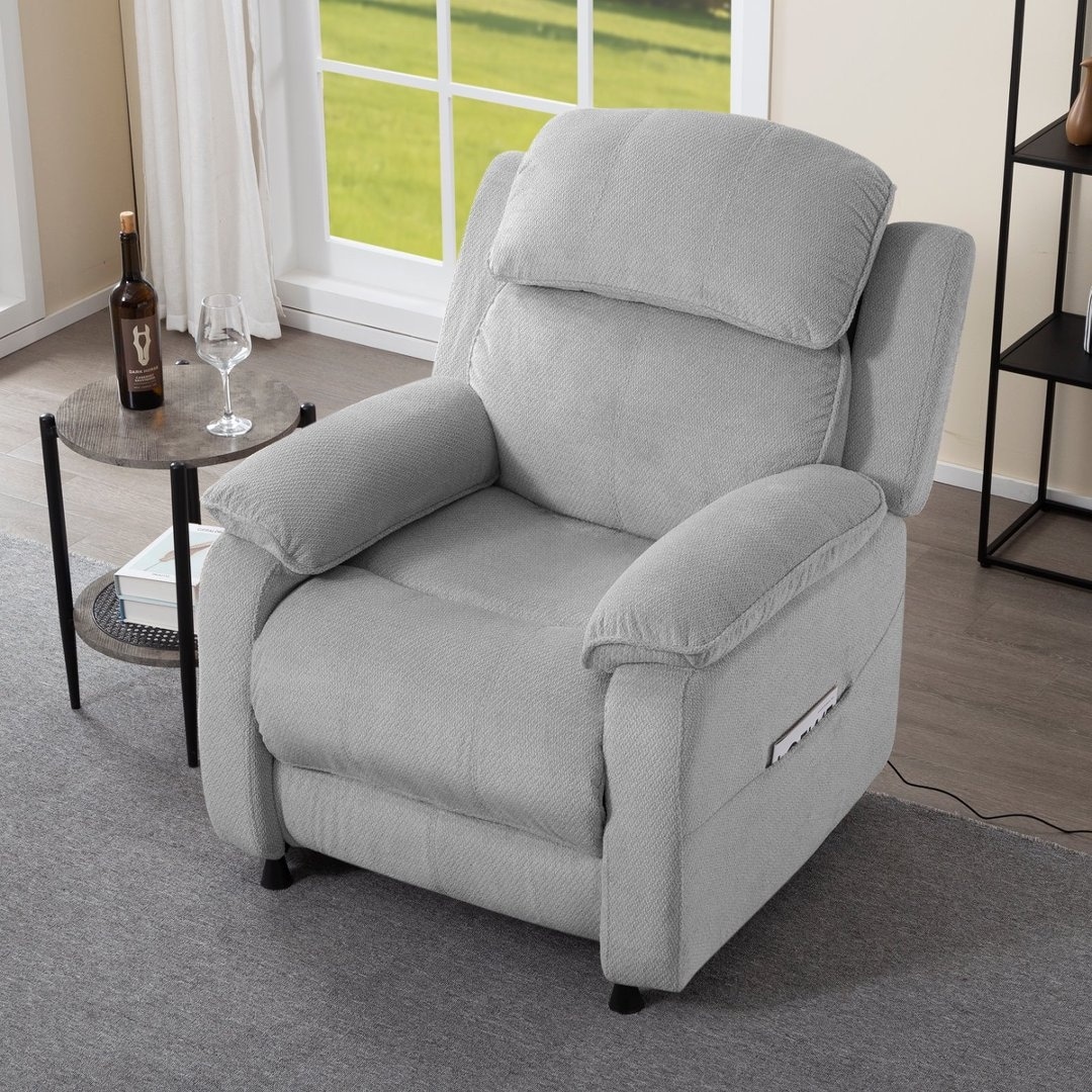 Power Recliner Chair with Remote, Side Pockets, Soft Chenille Fabric, 3 Colors