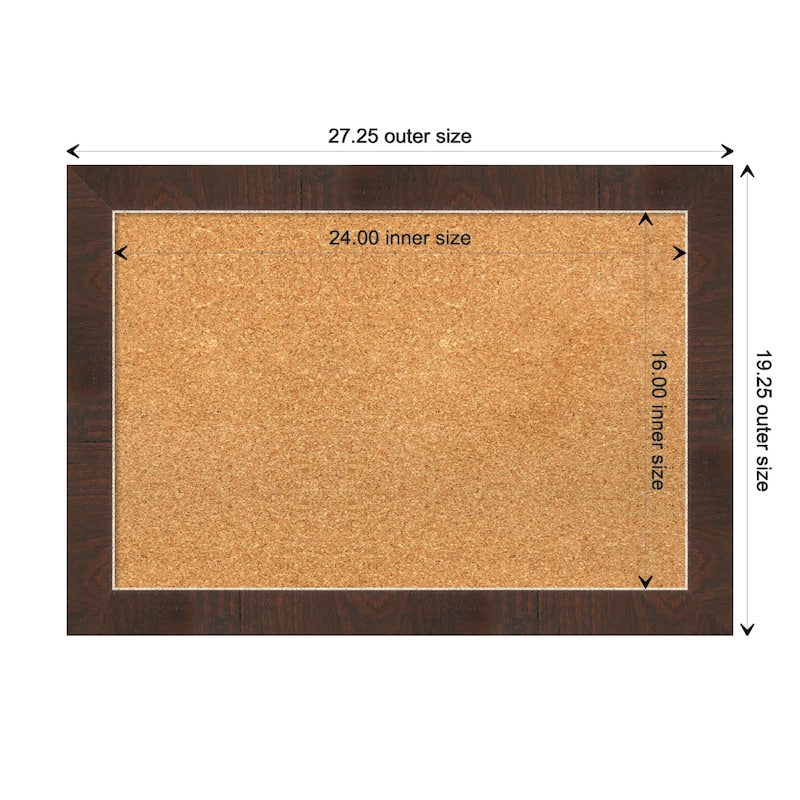 Wildwood Brown Narrow Framed Cork Bulletin Memo Board