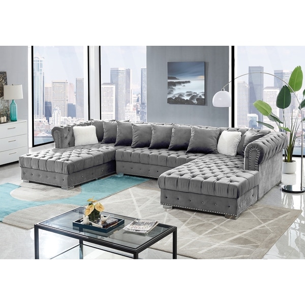 Symmetrical double chaise sectional with Toss Pillow On Sale