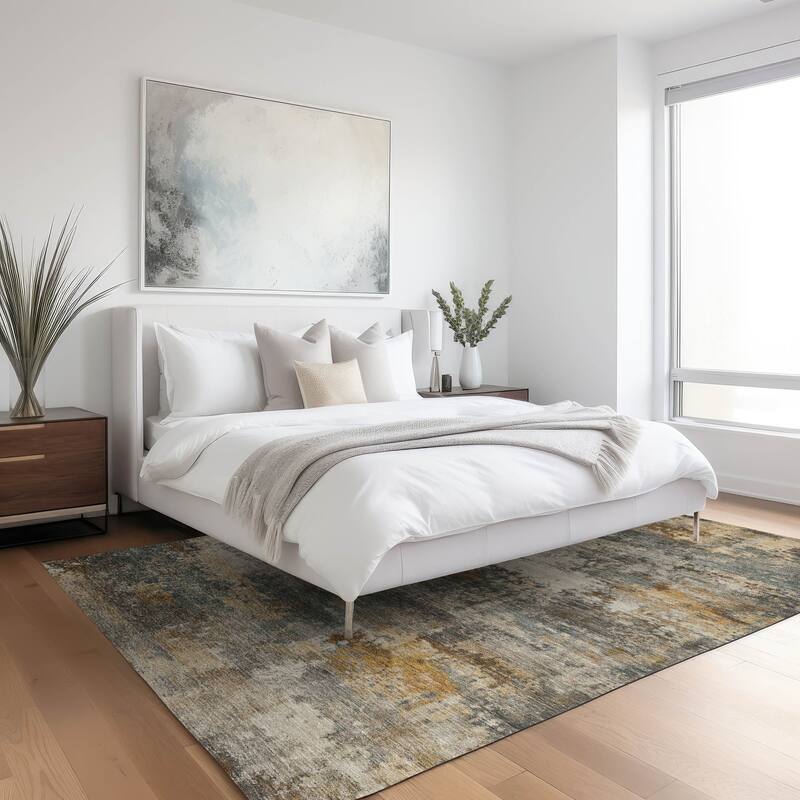 Machine Washable Indoor/ Outdoor Modern Blend Chantille Rug